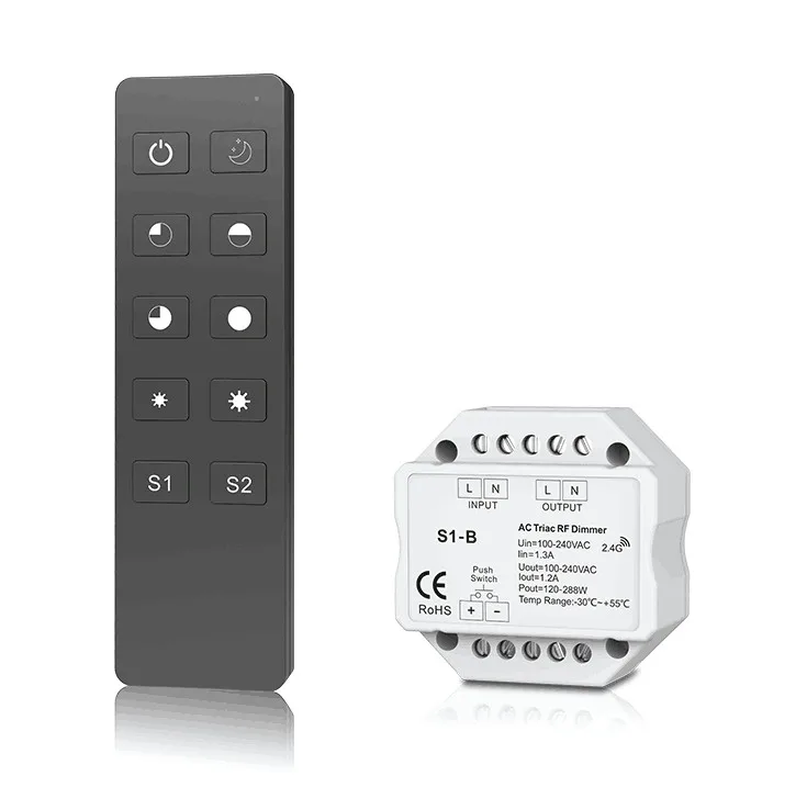 100-240VAC AC Triac RF кнопочный диммер и переключатель Knx-N автобус усилитель высокой мощности AC Triac Led диммер контроллер для светодиодных светильников Di