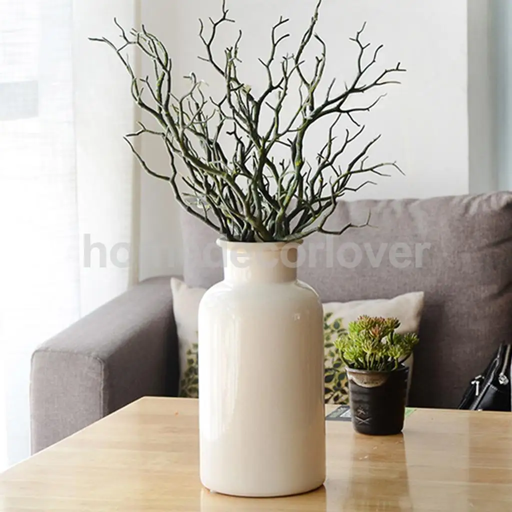 Artificial Simulation Small Trees Branch Stick Home Shop Garden Table Decor Green / White	