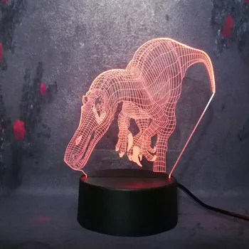 

Cool Boy Toy Jurassic Park Dinosaur 3D Spinosuchus Led Night Light 7 Color Change Illusion Christmas Night Light Bedroom Lamp