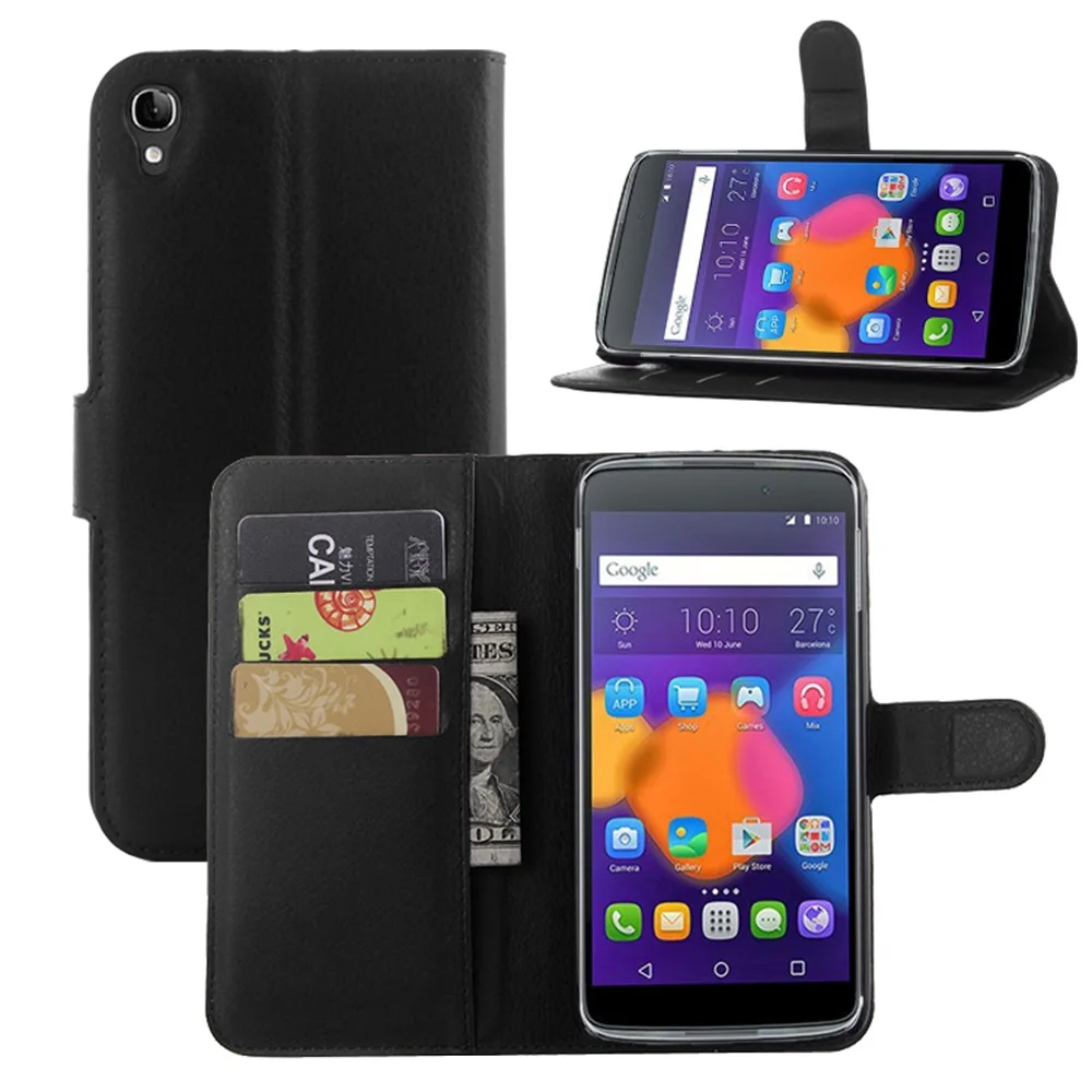 Кожаный чехол CYBORIS для Alcatel One Touch Idol 3 5 OT6045Y телефона с откидной крышкой подставкой