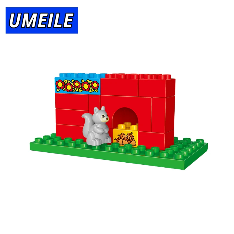 Бренд UMEILE 123 шт. оригинальные животные большие частицы Строительные блоки Набор
