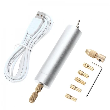 

Mini Electric Aluminum Alloy Portable Handheld Drill 0.8-1.2Mm With Usb Power Diy Micro- Electrical Drill Grinder For Wood Jad