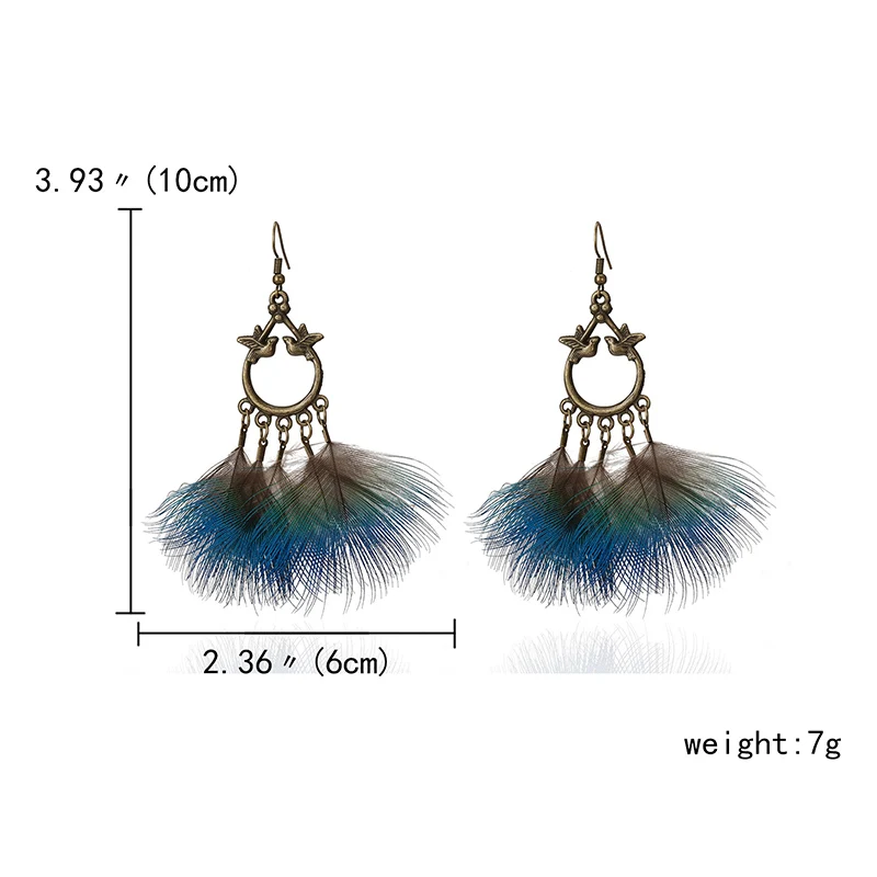 Богемные серьги перо длинный дизайн милая сова птица серьги для женщин ювелирные изделия Перьевые Украшения Серьги Bijoux - Окраска металла: 11