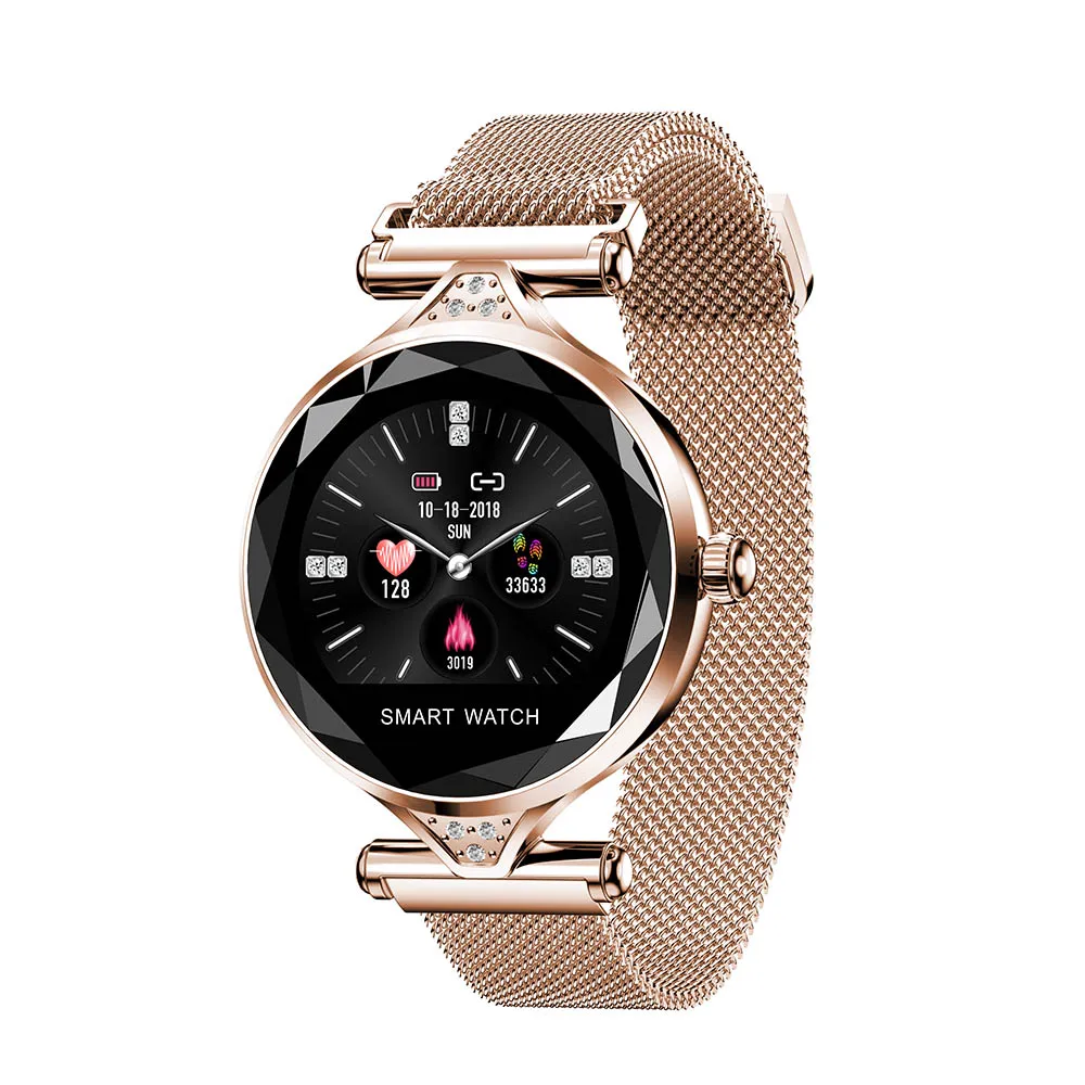 LEMFO Новые Роскошные Смарт часы для женщин Спорт IP67 Водонепроницаемый Bluetooth для Android IOS Iphone Smartwatch подарок для девушки - Цвет: Gold