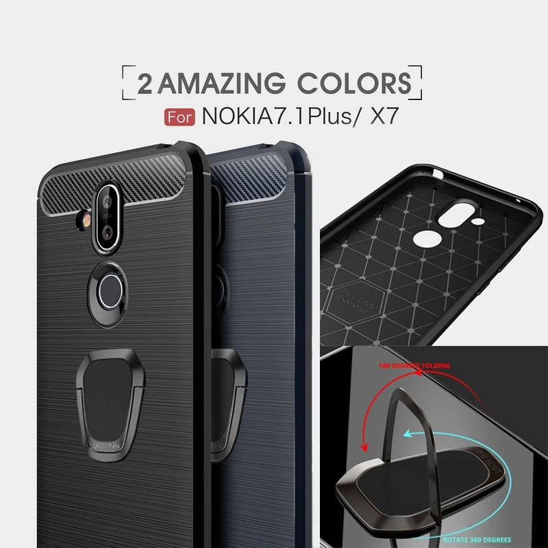 

Carbon Fiber Texture Case For Nokia 9 7.1 6.2 5.1 4.2 3.1 2.1 2.2 3.2 X71 1 Plus X7 X6 X5 5 6 7 8 Magnetic Ring Holder Silicone