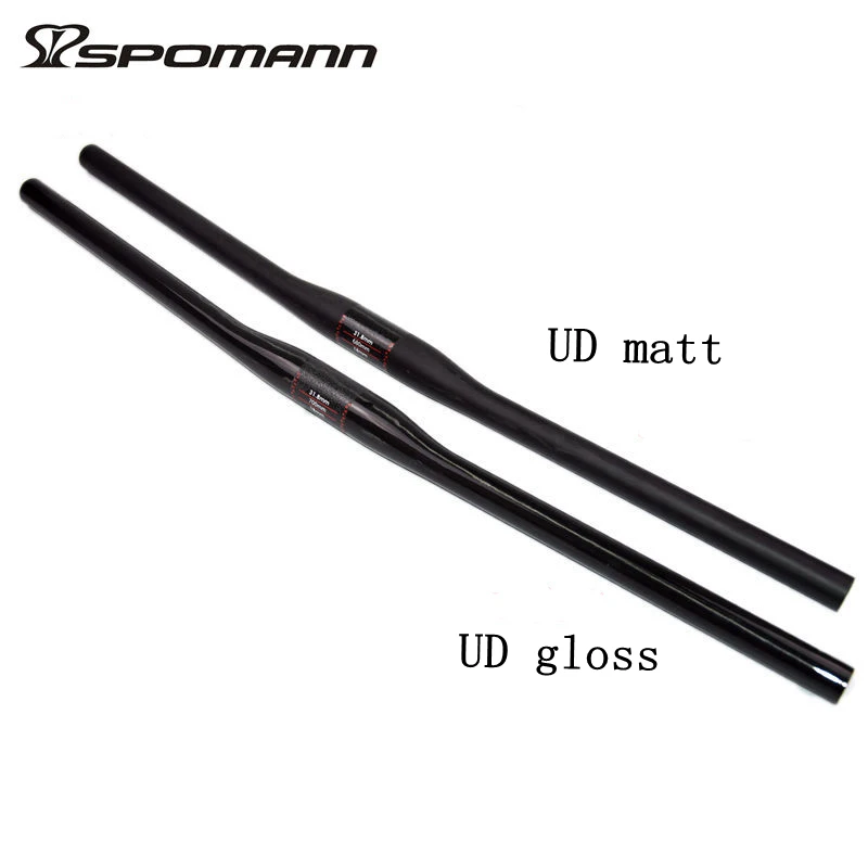 

Spomann Full Carbon Fibre MTB Flat Handlebar ultra-light 31.8*580-700mm UD Black Mountian Bikes Horizontal Handlebar Bike Parts