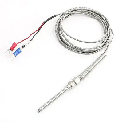 

8mm Dia Thread 50mm Sensor Head K Type Temperature Thermocouple Probe 2M Long