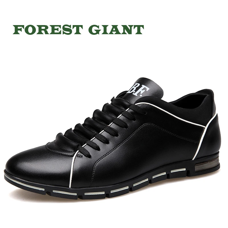 

FOREST GIANT Fashion Leather Men Shoes Lace-Up Men Casual Shoes Breathable Male Footwear Spring Autumn Sneakers 602
