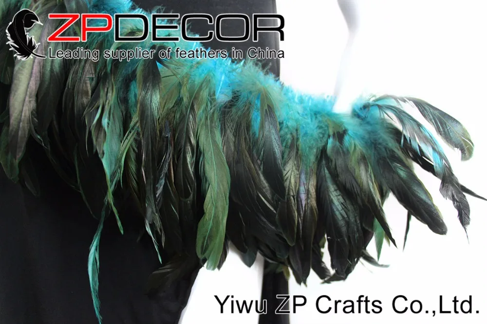 ZPDECOR петух перо 6-8 дюймов Выбор руки бирюзовый синий нанизанный Coque Schlappen перья для карнавала Декор перо