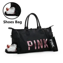 Новинка, дизайнерская Черная Женская сумка для спортзала с блестками, сумка для фитнеса, путешествий, для улицы, раздельное пространство для обуви, спортивная женская сумка