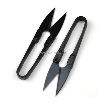 

300pcs/lot U Shape Thread Yarn Scissors Black High-carbon Steel Embroidery Handheld Sewing Cutter Scissor Free Shipping