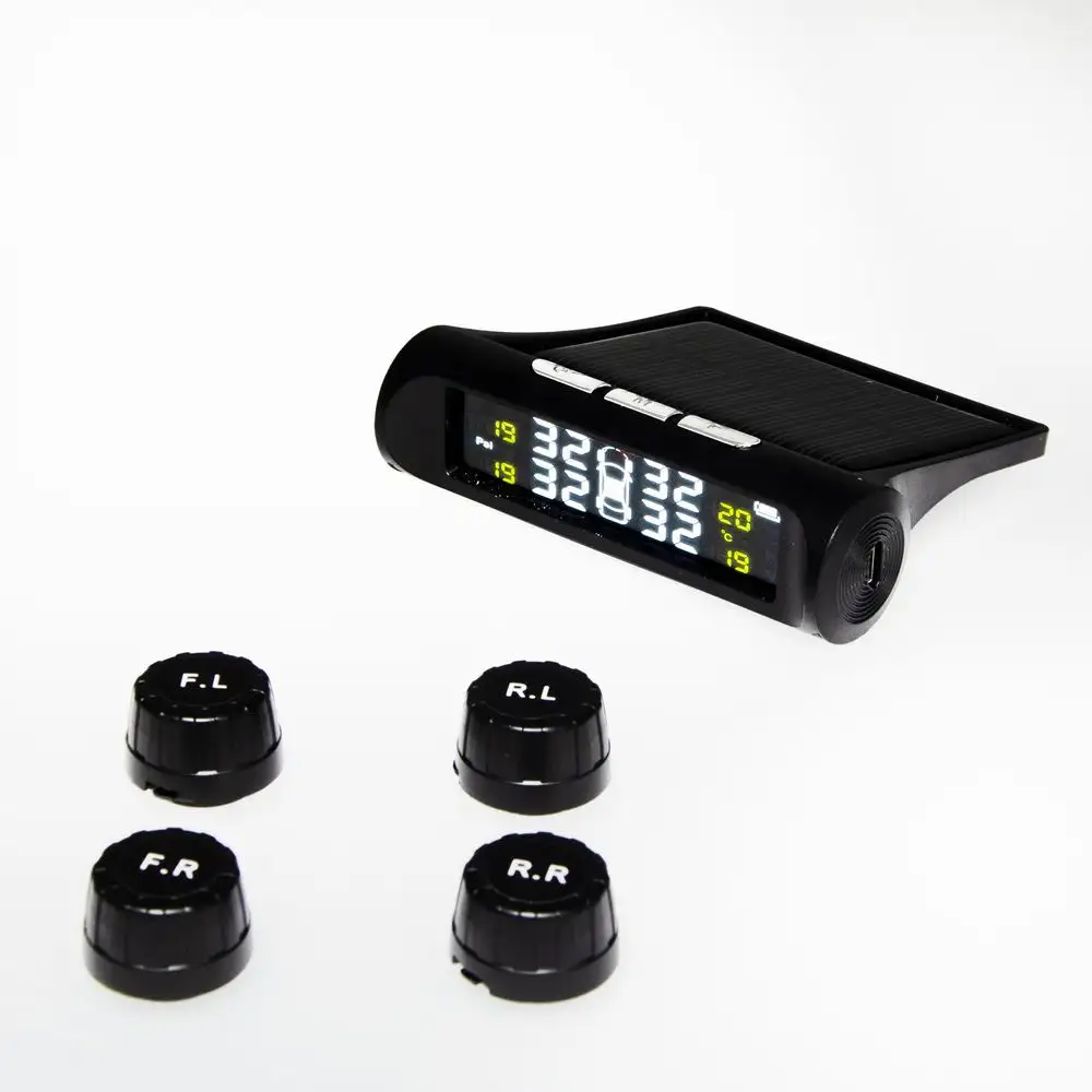 

2019 New Arrival Car security Solar TPMS Tire Pressure Monitoring System With 4 Tire Pressure Internal External Sensors