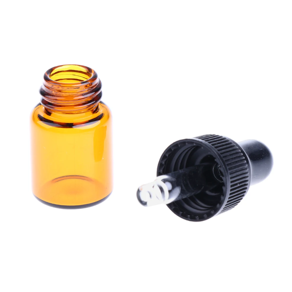 40pcs High Quality Mini Refill Glass Empty Dropper Bottles Vials Containers For Essential Oils Perfume 1ML 2ML