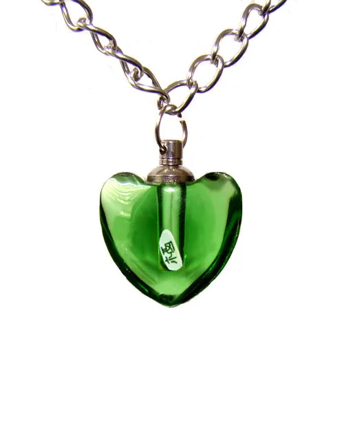 25pcs/lot green Smooth hearts Rice vials pendants rice vial pendant perfume empty glass bottle spray bottl | Украшения и