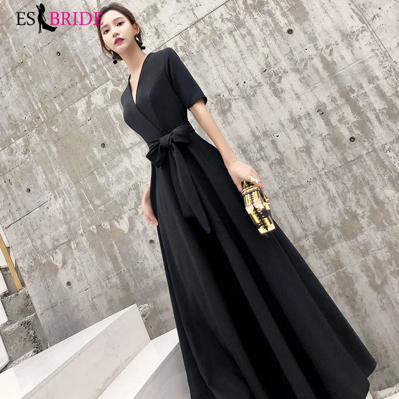 Black Evening Dresses Long Formal Elegant prom dresses Plus Size Lace Appliques Wedding Guest Dress Party Gown Vestidos ES1205 Black Evening Dresses Long Formal Elegant prom dresses Plus Size Lace Appliques Wedding Guest Dress Party Gown Vestidos ES1205