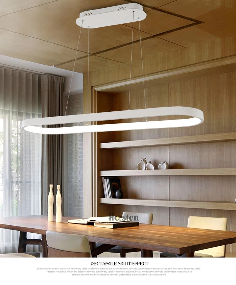 Modern Minimalism Oval Ring LED Pendant Lights Aluminum Acrylic Suspension Hanging Lamps For Dining Room Restaurant Office (6)