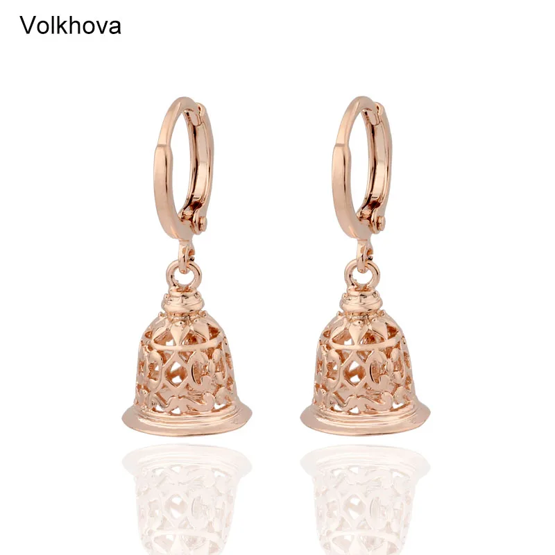 

Volkhova 2019 New Fashion 585 Rose Gold Color Small Bell Cute Drop Earrings Charm Lady's Earring Jewelry Gift