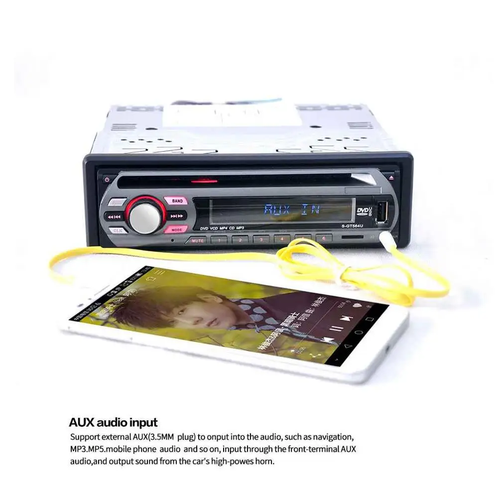 

1Din 12V Car DVD Player Car Audio Multi Function Vehicle CD VCD Player with Remote Control MP3 Play