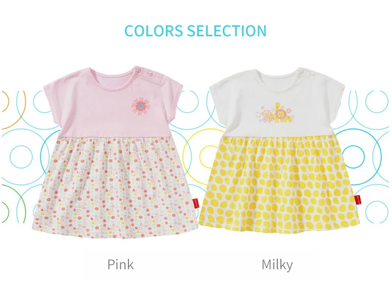 THREEGUN X Fisher-Price/платья для новорожденных девочек летние хлопковые платья для младенцев с героями мультфильмов дышащая детская одежда для девочек