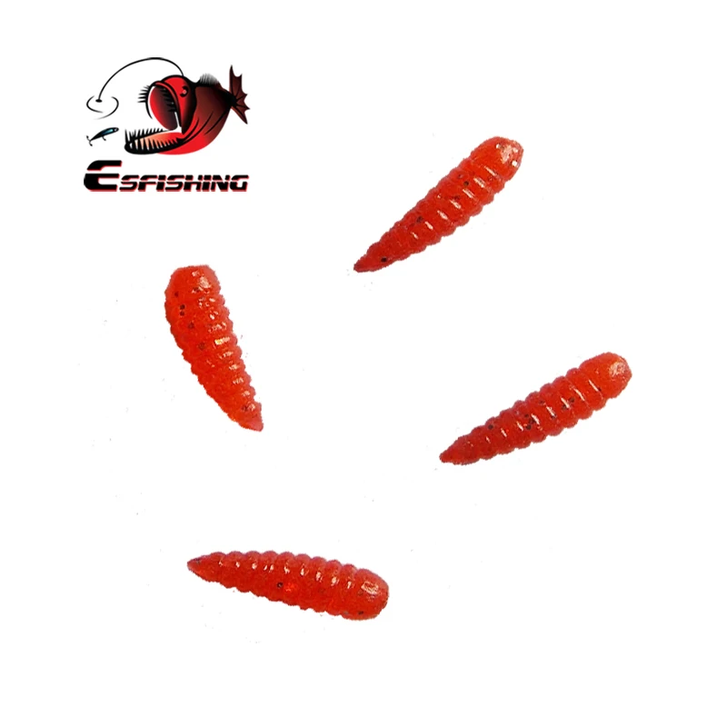 ESFISHING Soft Worm Bait 100pcs Maggot 0.5" Isca Winter Ice Fishing