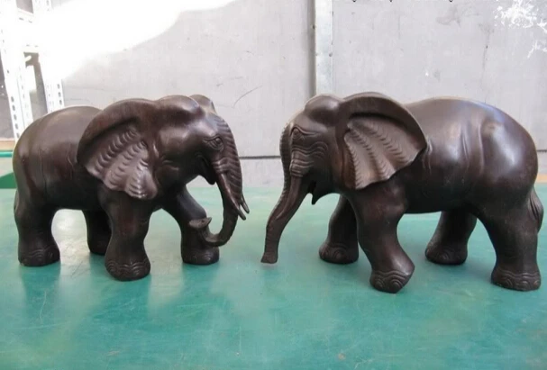

Collectible bronze lion statue S0942 7 Chinese Copper Bronze Carved Two spouse elephant Statue Pair