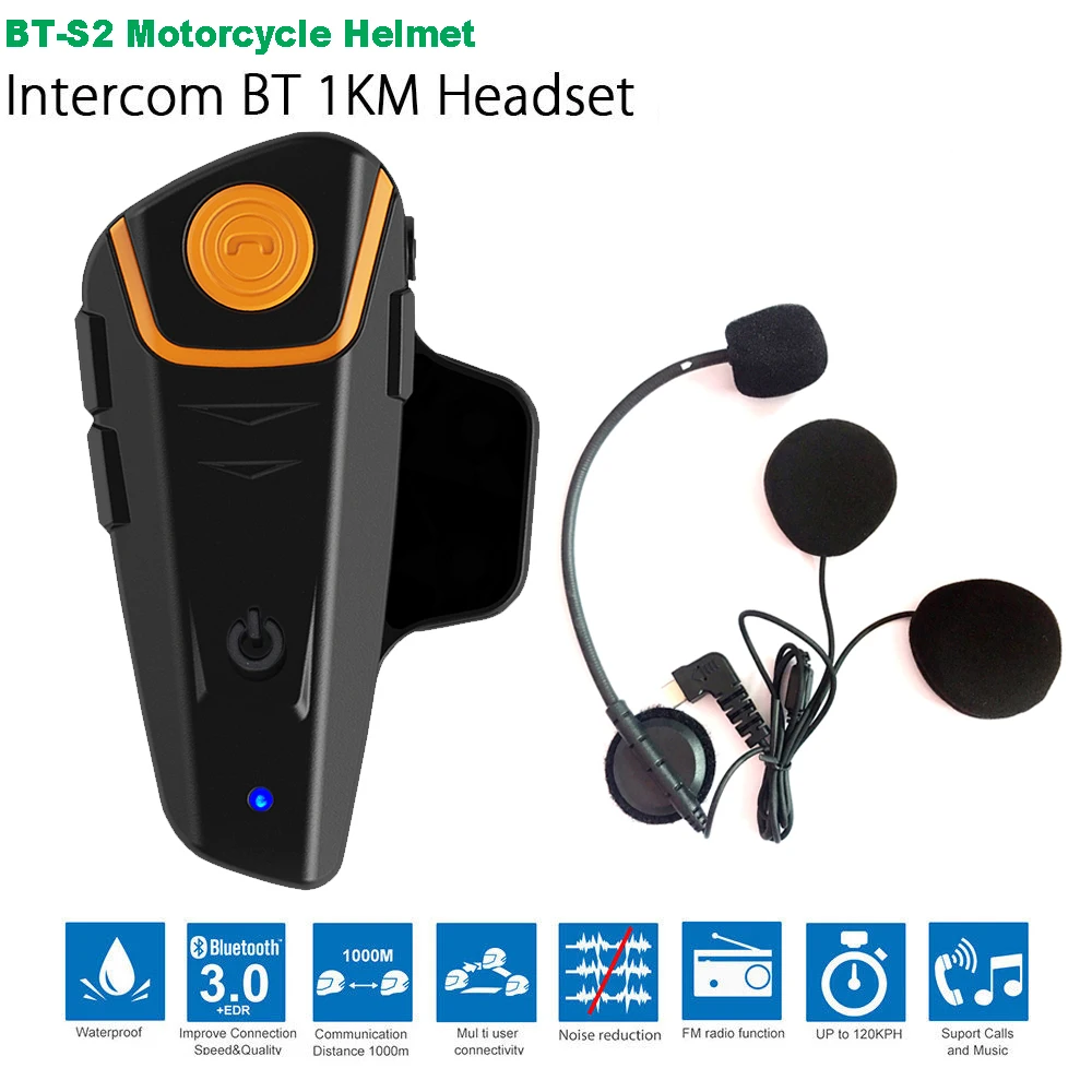 Online Impermeabile BT S2 Multi BT Interphone 1000M Bluetooth Del Casco del Motociclo Citofono Intercomunicador Moto Interfones Auricolare FM MP3
