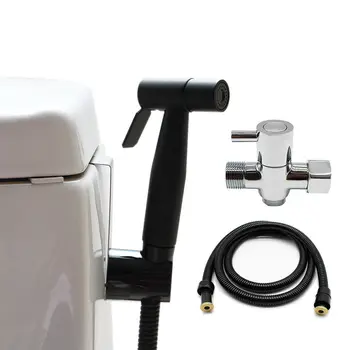

SUS Handheld Bidet Toilet Shattaf Sprayer Wall Bracket 7/8" T-adapter Set,Black