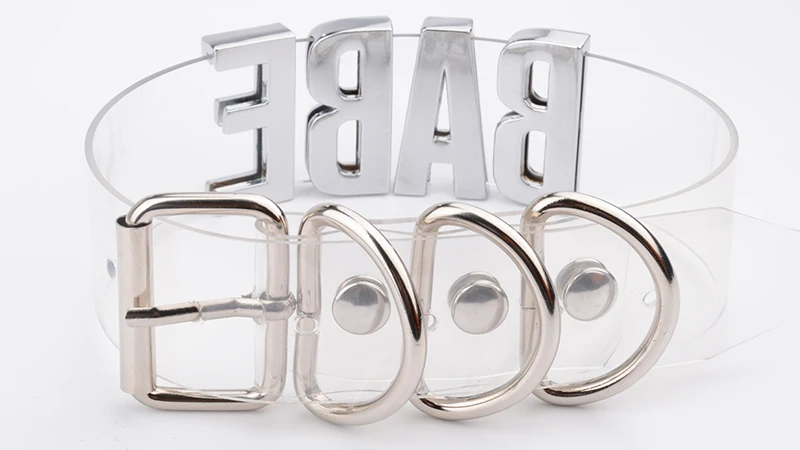 Women Men Unisex Custom Handmade Letter Choker Necklace Kawaii Punk Goth BDSM Collar Gold Metal Transparent Leather BABE Choker 9