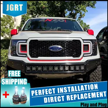 

Car Styling Headlight assembly 18-19 for FORD RAPTOR F150 DoubleU Angel Eye LED DRL Lens Double Beam H7 hid kit with 2pcs.