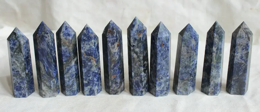 

10 Natural Blue Sodalite Crtystal Point Gem Stone Polished Healing Brazil Free Shipping