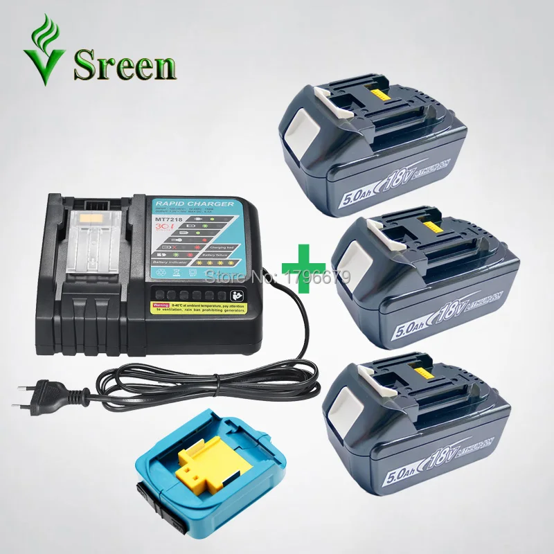

3PCS 5000mAh Li-Ion Rechargeable Power Tool Battery with USB Adapter Rapid Charger Replacement for Makita 18V BL1850 BL1840 LXT
