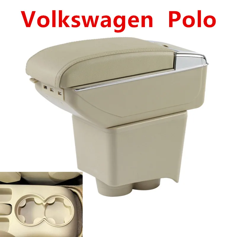 

Storage Box Center Console Leather Cup Holder Dual Layer Armrest Arm Rest For Volkswagen VW Polo 9N 02-2009 2005 2006 2007 2008