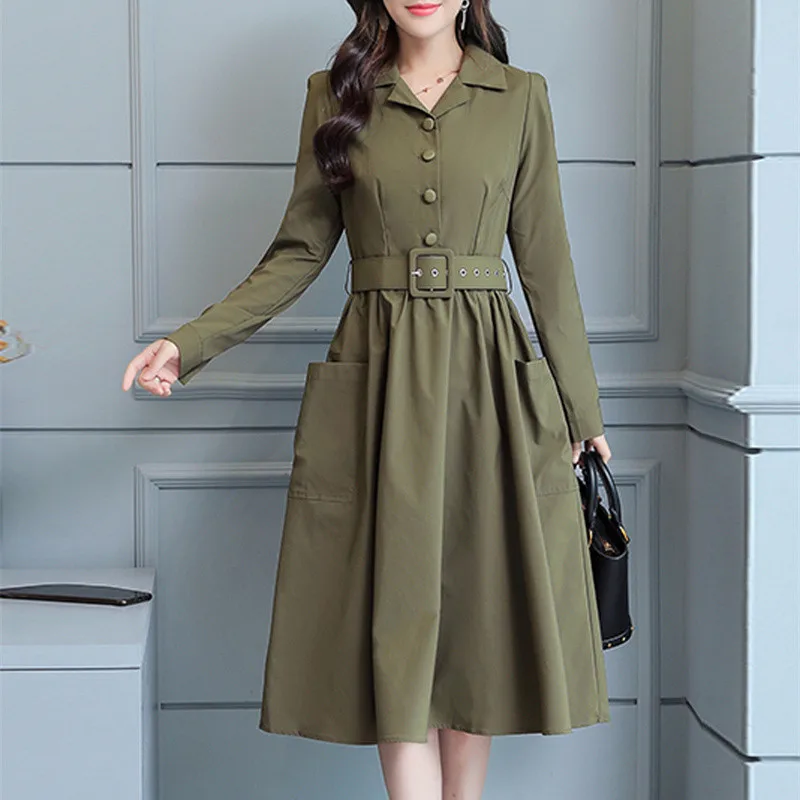 

Autumn Winter Elegant Dresses New A-line Party Dress Women Vintage Long Sleeves Ladies Office Dresses Plus Size Vestidos
