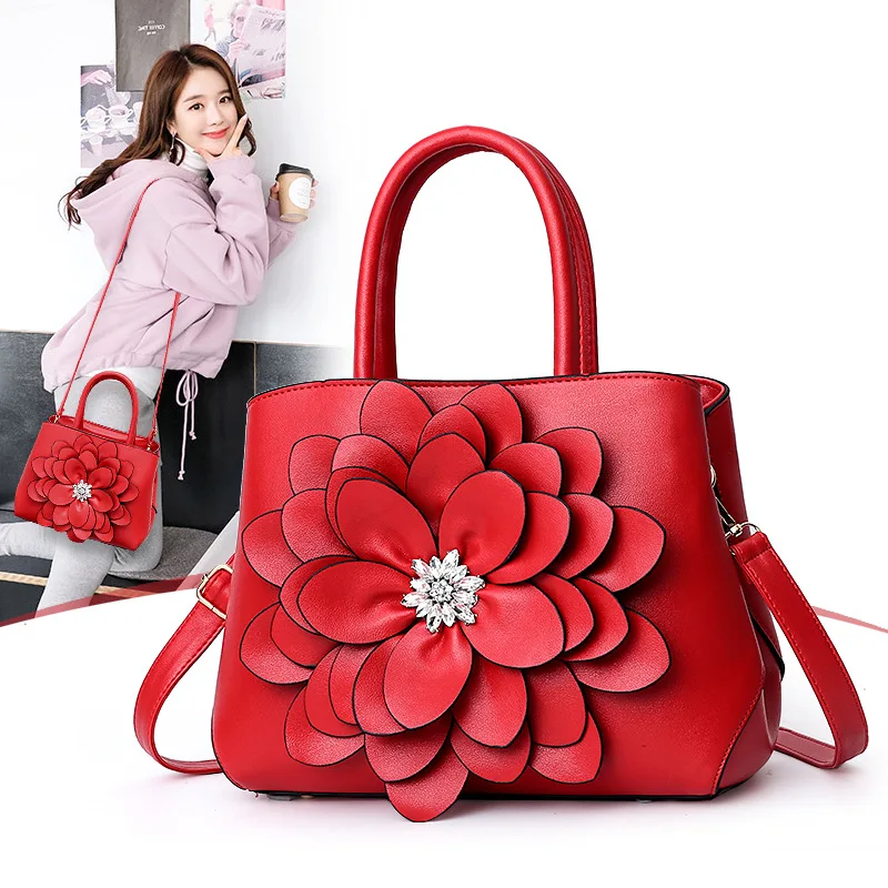 

New Fashion Flower Women Handbags High Quality Ladies Shoulder Bags Leather Female Girl Luxury Brand Lager Crossbody Bag A831