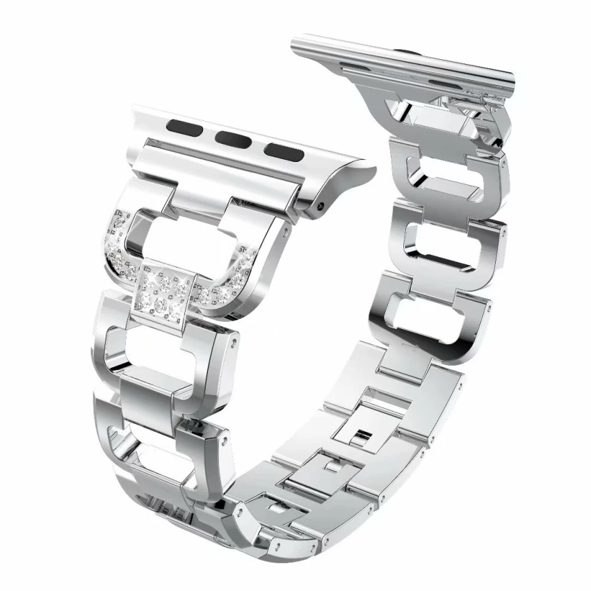 Стильный Кристалл Алмазный ремешок для Apple Watch Band 38 мм 42 мм 40 мм 44 мм сменные полосы из нержавеющей стали для iWatch Series 2 3 4