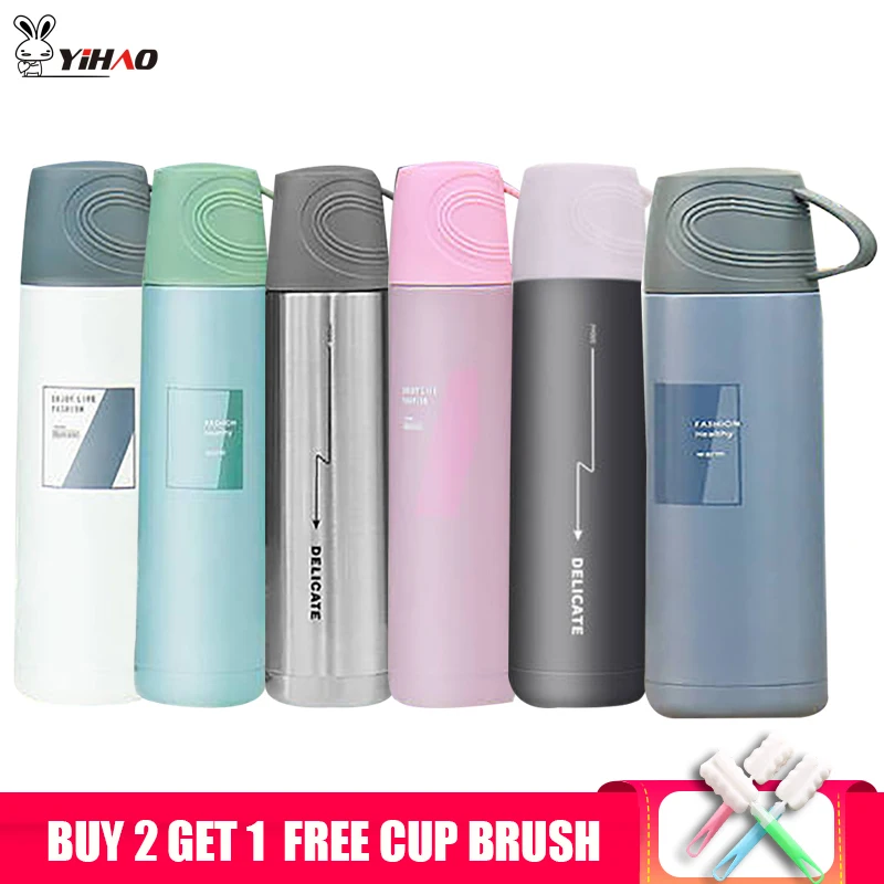 Best YIHAO 500ML Stainless Steel Vacuum Flasks Thermoses Cup Double Outdoor Portable Thermal Insulation Business Vacuum Flask Cup