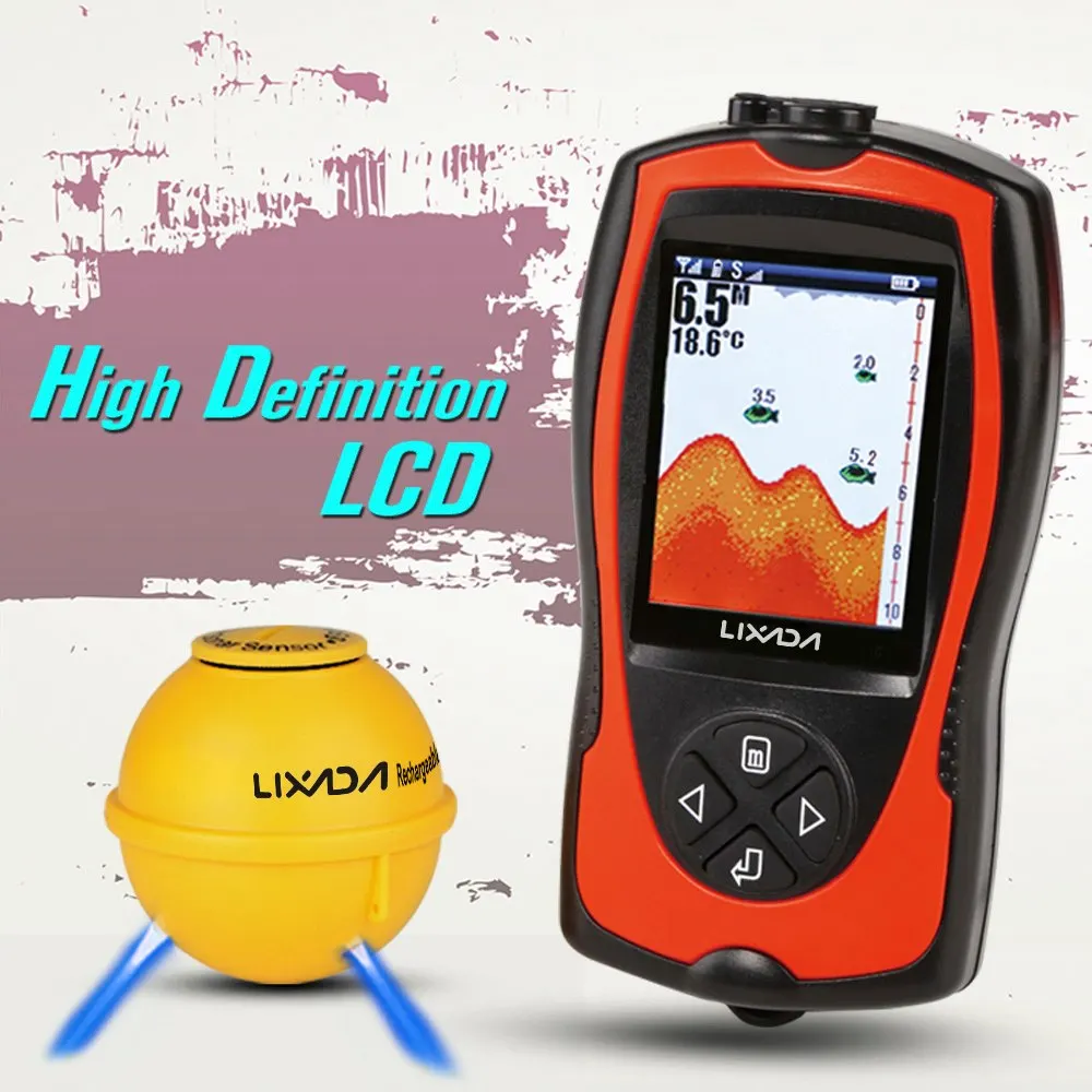 Lixada FF1108-1CWLA 2-في-1 صياد السمك مع LCD اللاسلكية السونار محول عمق محدد المحيط قارب إنذار كاشف الأسماك دي Pesca