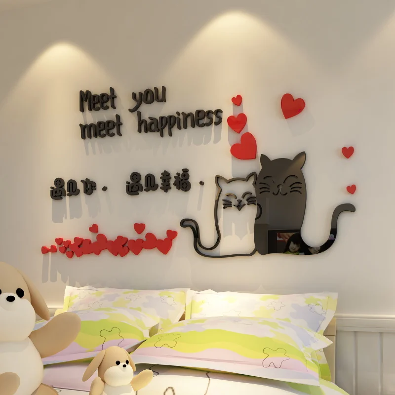 

DIY Kids Bedrooms Decor Wall Stickers Cartoon Cat 3D Stickers Living Room Hallway 2 Styles Wallpaper Waterproof Art Wall Sticker