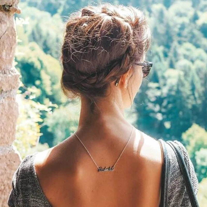 Romantic Gift Stainless Steel Custom Personalized Name Choker Gold Color Handwriting Pendant Customized Necklace Jewelry | Украшения и