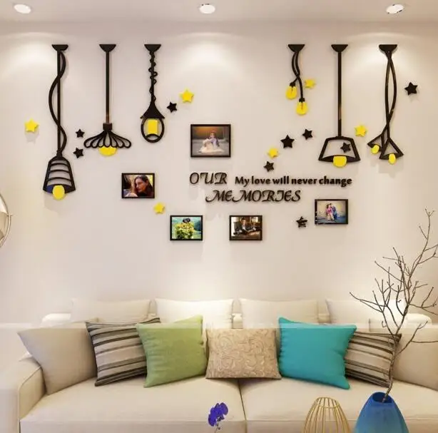 

Creative Chandelier Euro 3d Acrylic Wall Stickers Photo Frame Stickers for Entrance living room TV sofa backdrop Wall Painting