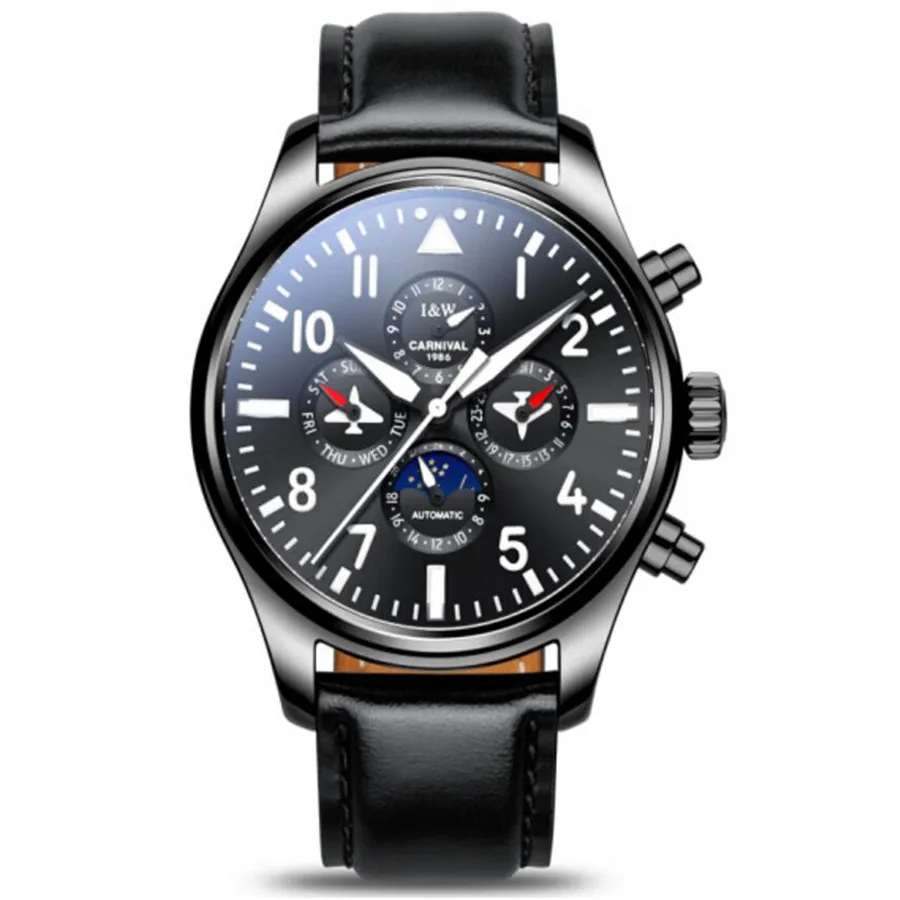 كرنفال جديد الطيار الرجال التلقائي الذاتي الرياح المعصم ووتش للماء تاريخ أعلى الفاخرة جلد طبيعي الذكور الساعات الميكانيكية كرنفال جديد الطيار الرجال التلقائي الذاتي الرياح المعصم ووتش للماء تاريخ أعلى الفاخرة جلد طبيعي الذكور الساعات الميكانيكية