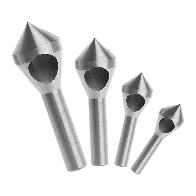 4Pcs Chamfer Countersink Deburring Drill Bit Set Crosshole Cutting