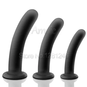 Smooth Surface Soft Silicone Black Anal Plug Penis Butt Plug Big Dildo Prostate Massager No Vibrator Sex Toys for Men Women Gay 5