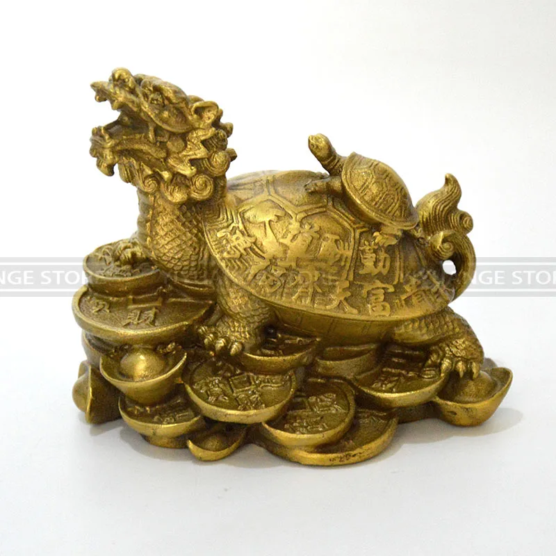 

China fengshui brass dragon turtle Tortoise wealth lucky statue Metal crafts Home decorations gift metal handicraft Give Five