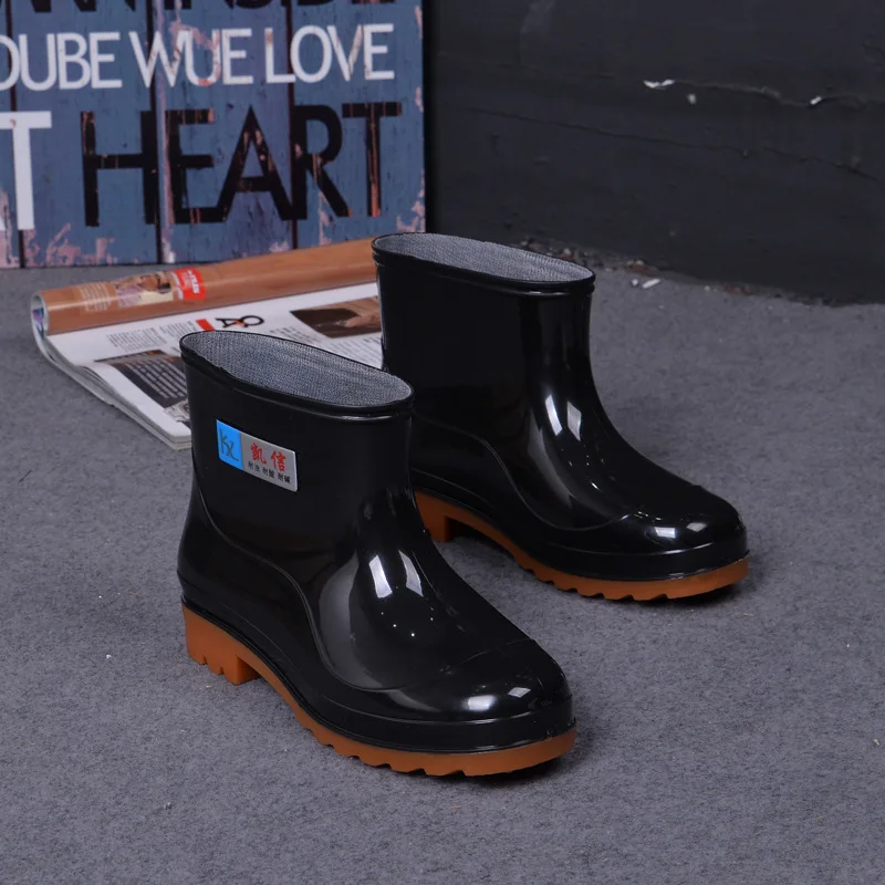 

YJP Summer 2019 Men Rain Boots Casual Non-Slip Breathable Shoes Waterproof Hiking Walking Working Outdoor Slip on Ankle Boots