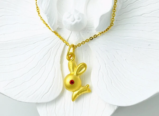 

Fashion Luxury New 24K Yellow Gold Pendant / 3D Craft Lovely Rabbit Pendant