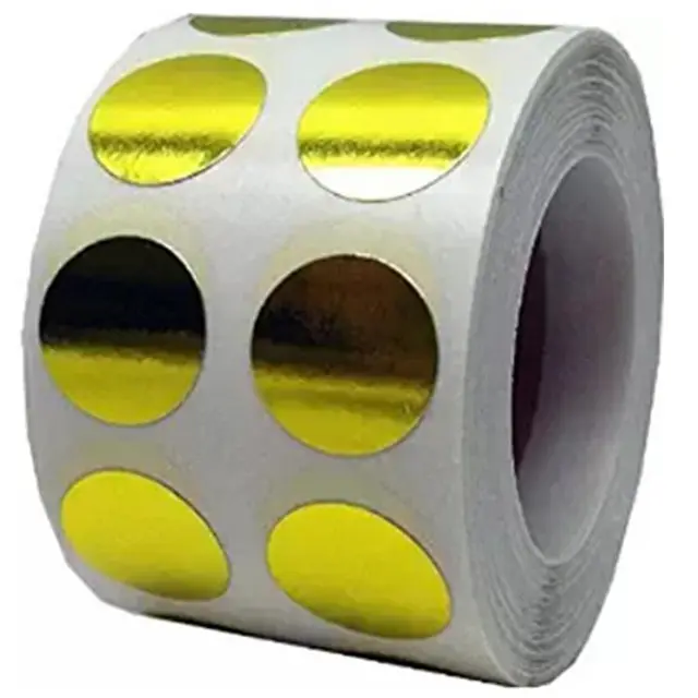 metallic gold color coding labels round shiny circle dots 1 inch