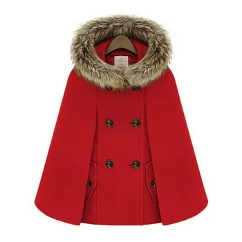 

New Retro 2015 Winter Coats For Women British Style Cap Shawl Cloak Cape Femme Women Wool Coat A872