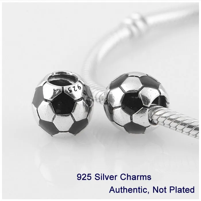

Compatible with Fandola Jewelry Bracelets 100% 925 Sterling Silver Charms Football Beads charmilia European Necklace CKK