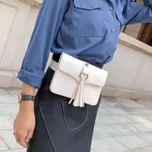 Поясная Сумка для женщин, кошелек для женщин,, сумка для телефона из искусственной кожи, модная, однотонная, с застежкой, с кисточками, кожаная сумка для живота, Rinonera Mujer